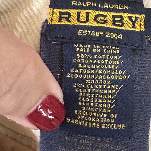 Ralph‎ Lauren Rugby Womens Corduroy Pants 2 28x33 Cream Low Rise Designer Tall - Picture 7 of 7